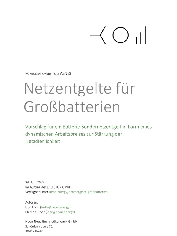 Netzentgelte für BESS
